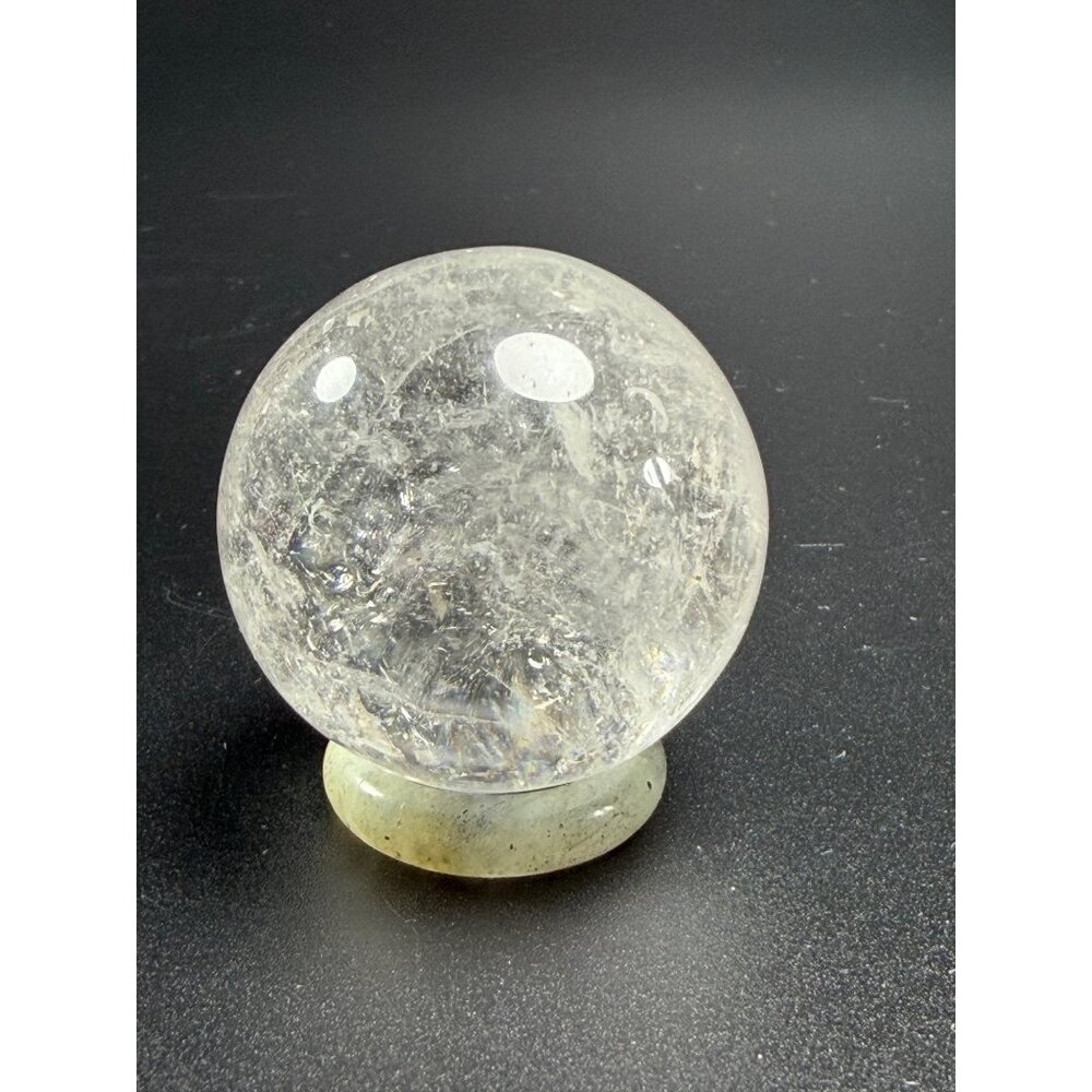 Natural Clear Quartz Sphere with Ring/Stand 38.8mm 2.9oz Healing Crystal Stone